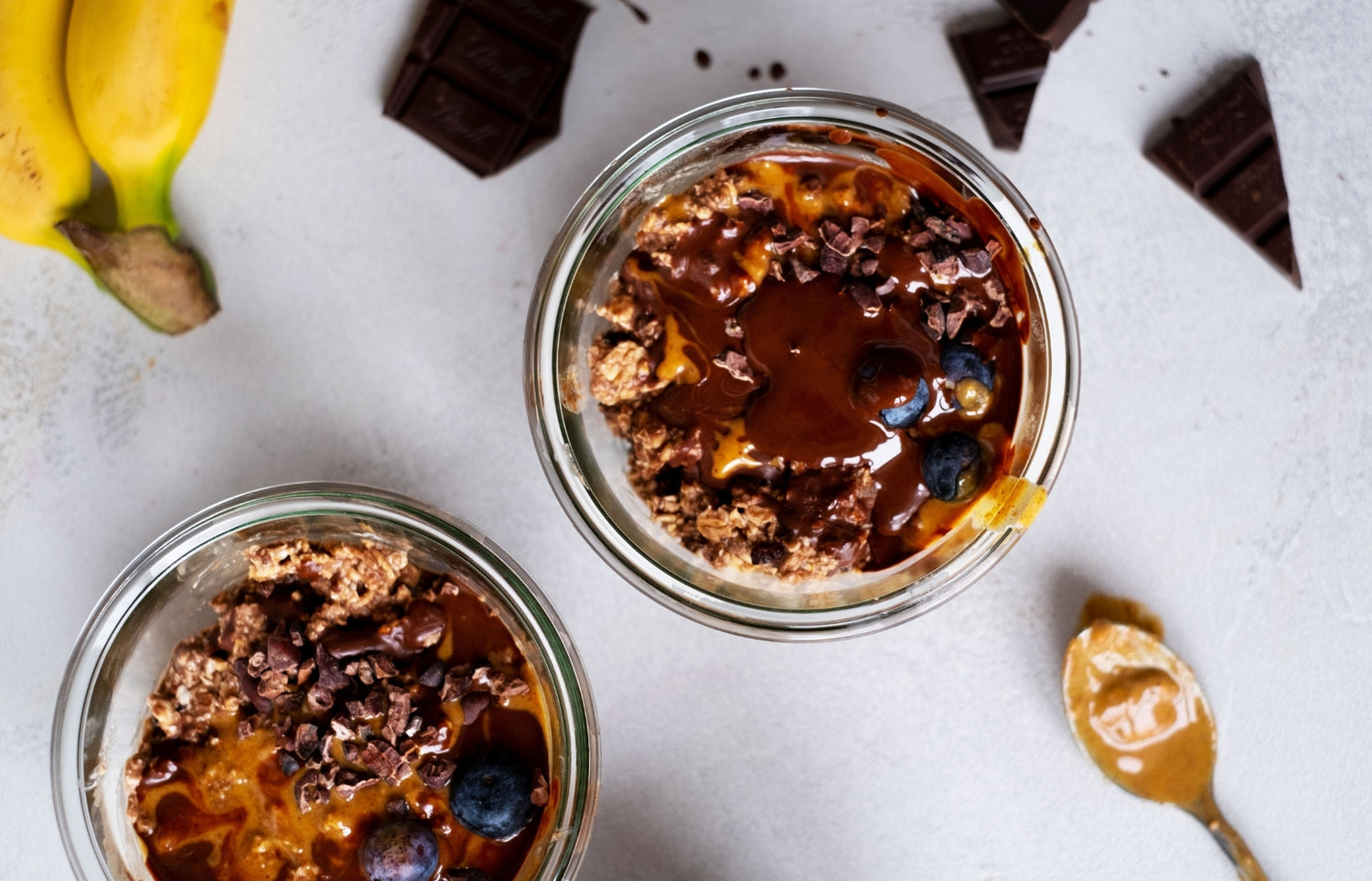 Overnight Oats mit Erdnussbutter und Schokolade