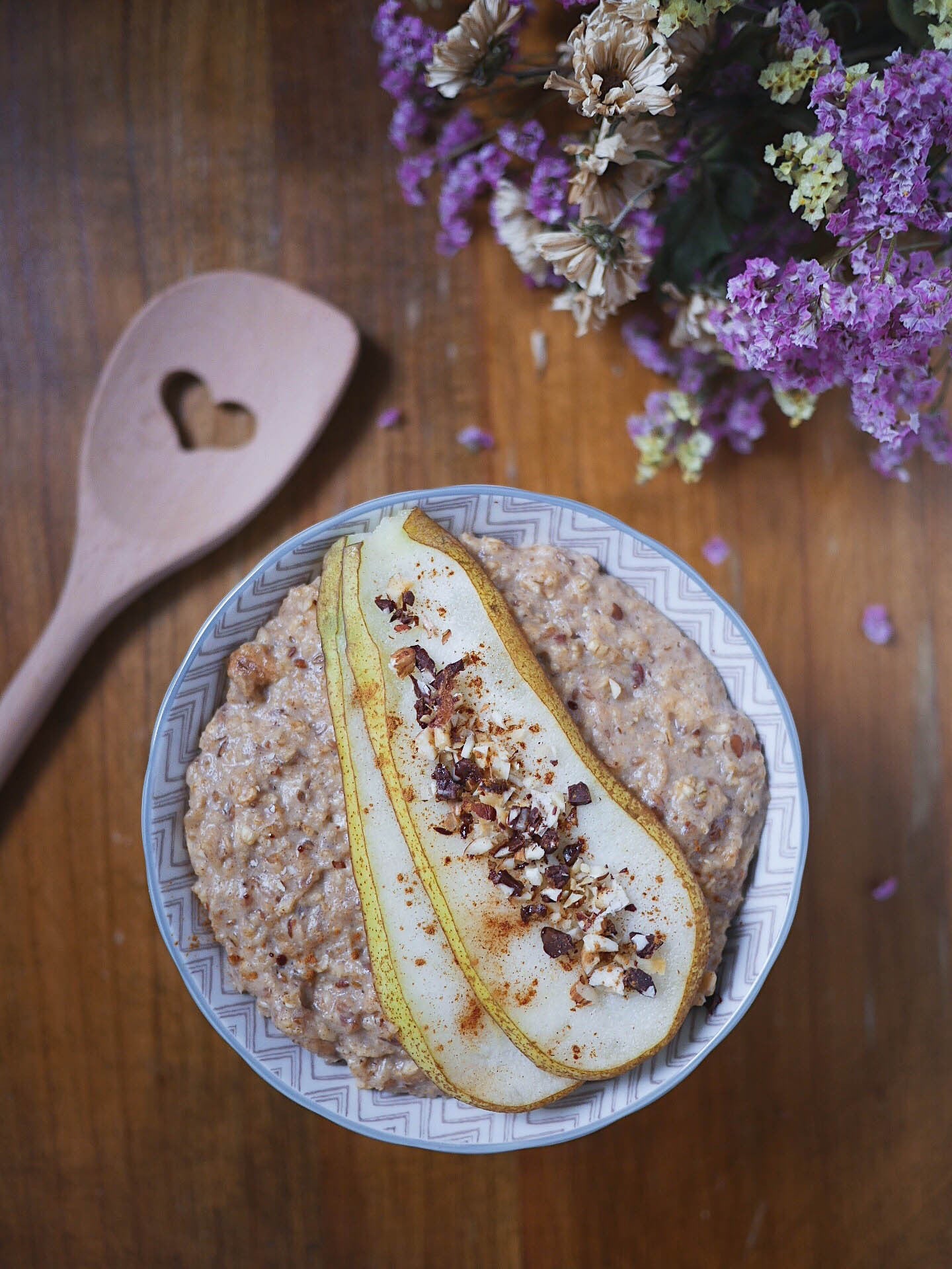 Chai Porridge Gewürze Birnen Schoko